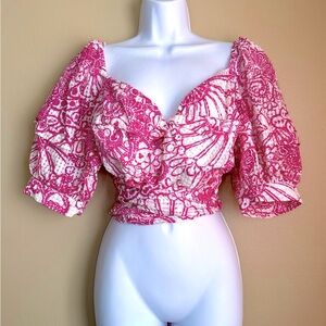 Maeve Pink and White Patterned Blouse